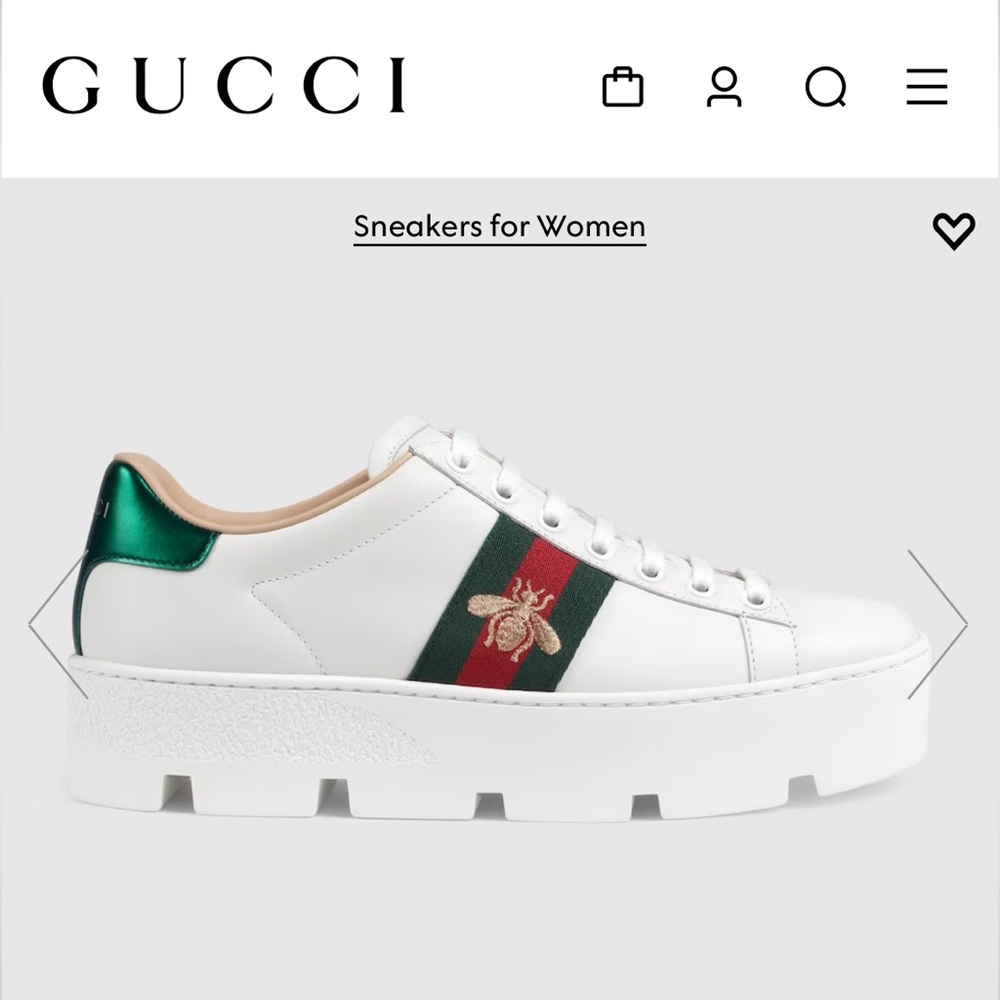 💯 Authentic Gucci Ace Embroidered Platform Sneaker